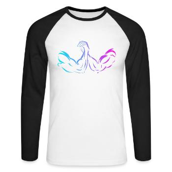 Techniques Exercise Hand Wrestling Trainer Arm - Unisex Baseballshirt langarm - Weiß/Schwarz - Vorne - Nik (191cm)