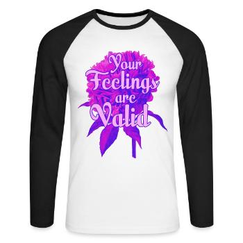 Your Feelings Are Valid Anxiety Depression Therapy - Unisex Long Sleeve Baseball T-Shirt - white/black - Front - Nik (191cm)