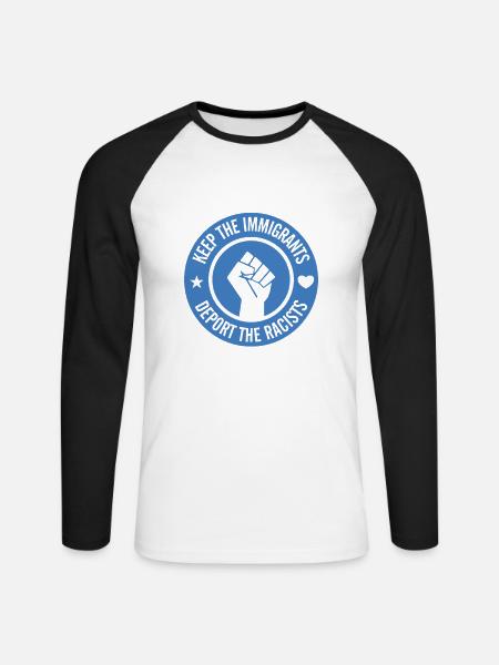 Sprüche gegen Rechts - Nazis vertreiben - Unisex Baseballshirt langarm - Weiß/Schwarz