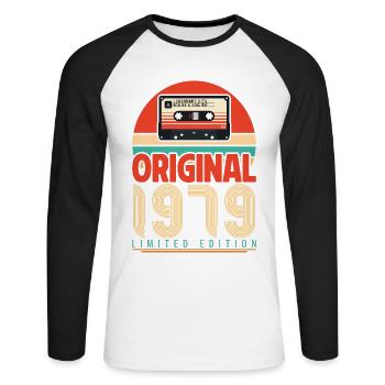 Vintage 1979 Birthday Gift. Retro 1979. - Unisex Long Sleeve Baseball T-Shirt - white/black - Front - Nik (191cm)