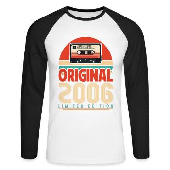 Cadeau Anniversaire Vintage 2006. Rétro 2006. - T-shirt baseball manches longues Homme - blanc/noir - Devant - Nik (191cm)