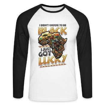 African American Black History - Unisex Long Sleeve Baseball T-Shirt - white/black - Front - Nik (191cm)