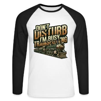 Trainspotting Train Lovers Trains - T-shirt baseball manches longues Homme - blanc/noir - Devant - Nik (191cm)