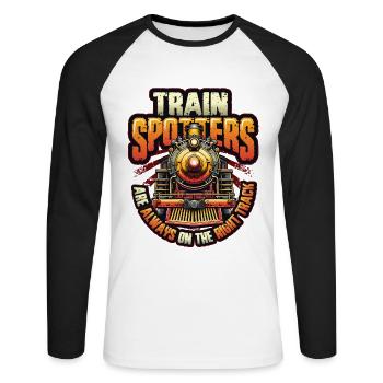 Trainspotting Train Lovers Trains - T-shirt baseball manches longues Homme - blanc/noir - Devant - Nik (191cm)