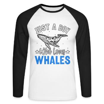 Nur ein Junge, der Wale liebt - Unisex Baseballshirt langarm - Weiß/Schwarz - Vorne - Nik (191cm)