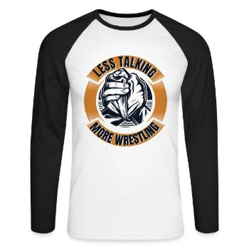 Less Talking More Wrestling Exercise Trainer Arm - Unisex Baseballshirt langarm - Weiß/Schwarz - Vorne - Nik (191cm)