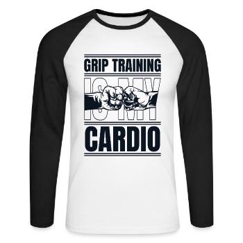 Training Is My Cardio Exercise Techniques - Unisex Long Sleeve Baseball T-Shirt - white/black - Front - Nik (191cm)