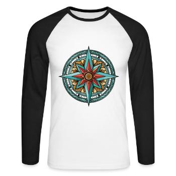 Kompass Wegweiser Travel - Unisex Baseballshirt langarm - Weiß/Schwarz - Vorne - Nik (191cm)
