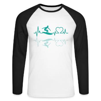 Wasserski Herzschlag - Unisex Baseballshirt langarm - Weiß/Schwarz - Vorne - Nik (191cm)