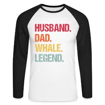 Ehemann Papa Wal-Legende - Unisex Baseballshirt langarm - Weiß/Schwarz - Vorne - Nik (191cm)