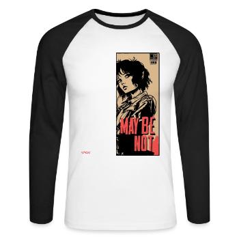 Anime Poster Girl, peut-être pas - T-shirt baseball manches longues Homme - blanc/noir - Devant - Nik (191cm)