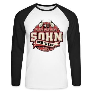 So sieht der beste Sohn der Welt aus - Unisex Baseballshirt langarm - Weiß/Schwarz - Vorne - Nik (191cm)