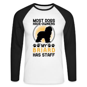 Briard a du personnel Berger de Brie Briard - T-shirt baseball manches longues Homme - blanc/noir - Devant - Nik (191cm)