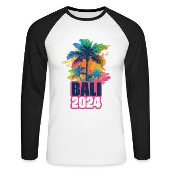 Bali 2024 Holiday Palm Blob - Unisex Long Sleeve Baseball T-Shirt - white/black - Front - Nik (191cm)
