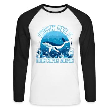 Chillen wie ein Blauwal-Bösewicht - Unisex Baseballshirt langarm - Weiß/Schwarz - Vorne - Nik (191cm)