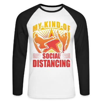 Mon type de distanciation sociale - T-shirt baseball manches longues Homme - blanc/noir - Devant - Nik (191cm)