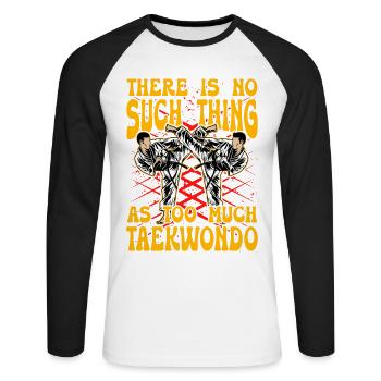 Il n’y a jamais trop de taekwondo - T-shirt baseball manches longues Homme - blanc/noir - Devant - Nik (191cm)