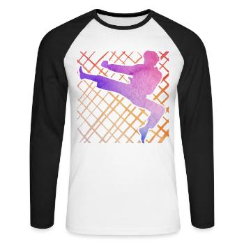 Taekwondo - Unisex Long Sleeve Baseball T-Shirt - white/black - Front - Nik (191cm)