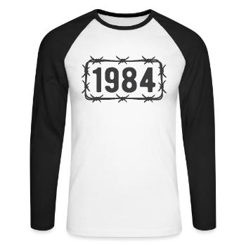 Geburtstag Vintage 1984 Stacheldraht - Unisex Baseballshirt langarm - Weiß/Schwarz - Vorne - Nik (191cm)