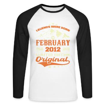 Cadeau Anniversaire 12 ans Nées En Février 2012 - T-shirt baseball manches longues Homme - blanc/noir - Devant - Nik (191cm)