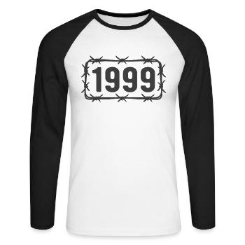 Geburtstag Jahrgang 1999 Stacheldraht - Unisex Baseballshirt langarm - Weiß/Schwarz - Vorne - Nik (191cm)