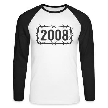 Anniversaire Vintage 2008 fil de fer barbelé - T-shirt baseball manches longues Homme - blanc/noir - Devant - Nik (191cm)