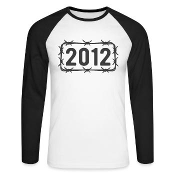 Anniversaire Vintage 2012 fil de fer barbelé - T-shirt baseball manches longues Homme - blanc/noir - Devant - Nik (191cm)