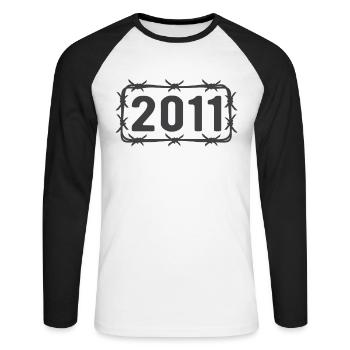 Geburtstag Jahrgang 2011 Stacheldraht - Unisex Baseballshirt langarm - Weiß/Schwarz - Vorne - Nik (191cm)