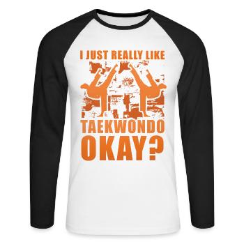 J’aime vraiment le taekwondo, d’accord ? - T-shirt baseball manches longues Homme - blanc/noir - Devant - Nik (191cm)
