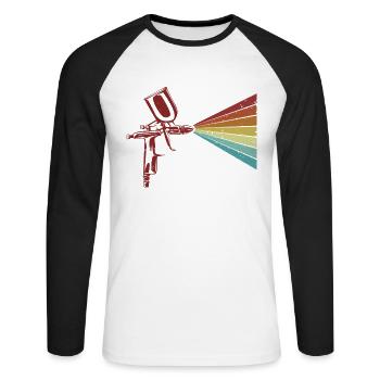 Retro Car Spray Automotive Vehicle Car Painter - Unisex Long Sleeve Baseball T-Shirt - white/black - Front - Nik (191cm)
