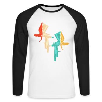 Retro Car Spray Automotive Vehicle Car Painter - Unisex Long Sleeve Baseball T-Shirt - white/black - Front - Nik (191cm)