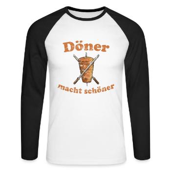 Kebab makes you more beautiful - Unisex Long Sleeve Baseball T-Shirt - white/black - Front - Nik (191cm)