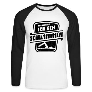 Mir reicht's ich geh schwimmen - Kraul Stil - Unisex Baseballshirt langarm - Weiß/Schwarz - Vorne - Nik (191cm)