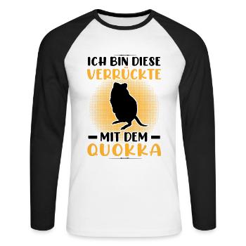 Crazy with Quokka Marsupial Quokka - Unisex Long Sleeve Baseball T-Shirt - white/black - Front - Nik (191cm)