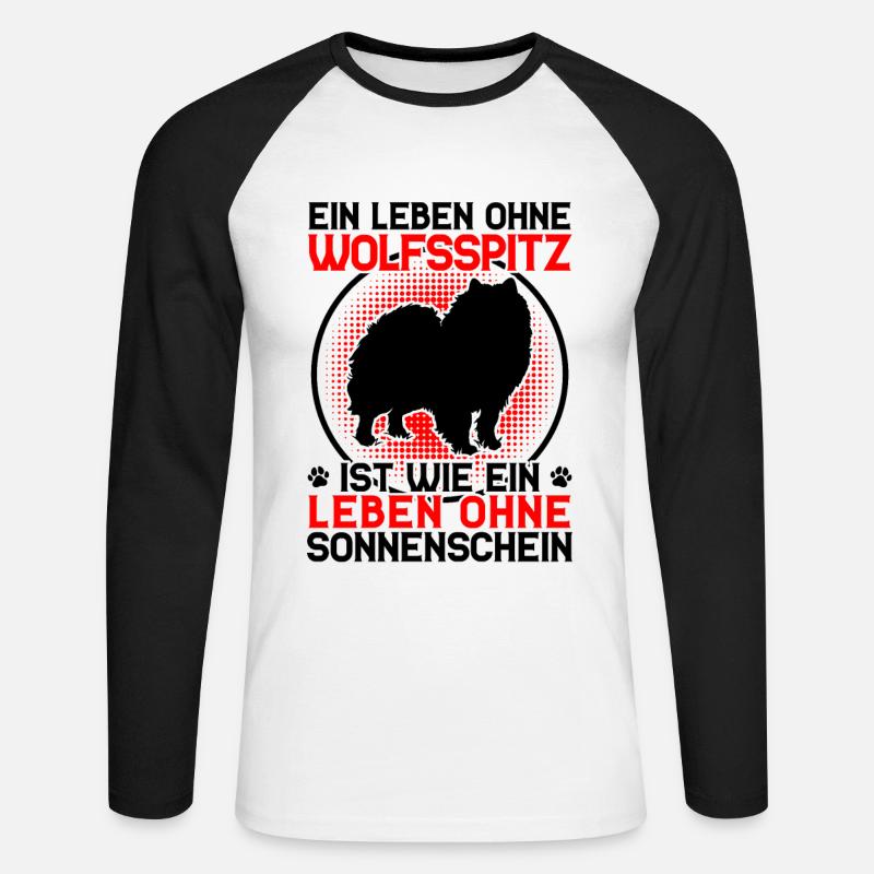 Life without Wolfsspitz German Wolfsspitz - Unisex Long Sleeve Baseball T-Shirt - white/black
