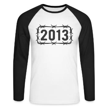 Anniversaire Vintage 2013 fil de fer barbelé - T-shirt baseball manches longues Homme - blanc/noir - Devant - Nik (191cm)