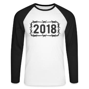 Anniversaire Vintage 2018 Fil de fer barbelé - T-shirt baseball manches longues Homme - blanc/noir - Devant - Nik (191cm)