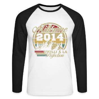 Millésime 2014 - T-shirt baseball manches longues Homme - blanc/noir - Devant - Nik (191cm)
