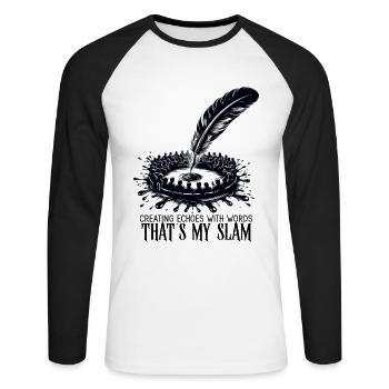 Poetry Slam Writer Poet Literature Slam Poetry Day - Unisex Long Sleeve Baseball T-Shirt - white/black - Front - Nik (191cm)
