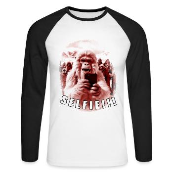 Selfie de Yéti - T-shirt baseball manches longues Homme - blanc/noir - Devant - Nik (191cm)