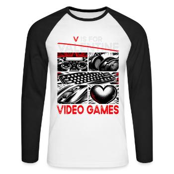 Niveau d’anniversaire xx Jeux et joueurs débloqués - T-shirt baseball manches longues Homme - blanc/noir - Devant - Nik (191cm)