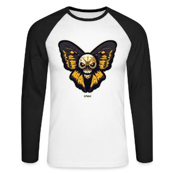 Papillon papillon papillon de papillon de nuit - T-shirt baseball manches longues Homme - blanc/noir - Devant - Nik (191cm)