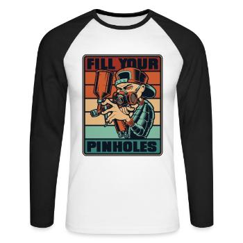 Retro Fill Your Pinholes Car Spray Automotive Car - Unisex Long Sleeve Baseball T-Shirt - white/black - Front - Nik (191cm)