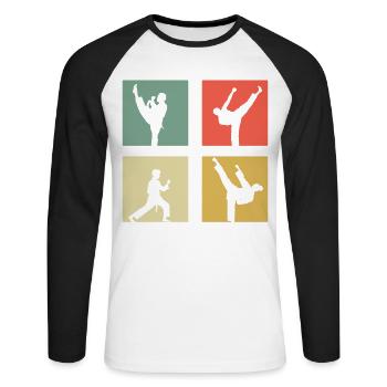 Taekwondo - Unisex Long Sleeve Baseball T-Shirt - white/black - Front - Nik (191cm)