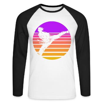 Taekwondo - Unisex Long Sleeve Baseball T-Shirt - white/black - Front - Nik (191cm)