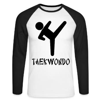 Taekwondo - Unisex Long Sleeve Baseball T-Shirt - white/black - Front - Nik (191cm)