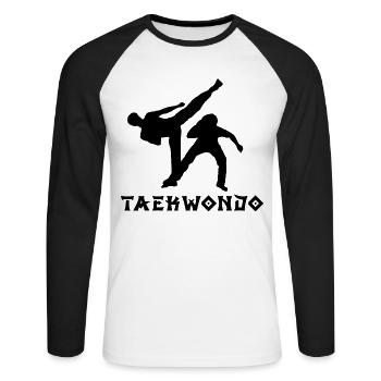 Taekwondo - Unisex Long Sleeve Baseball T-Shirt - white/black - Front - Nik (191cm)
