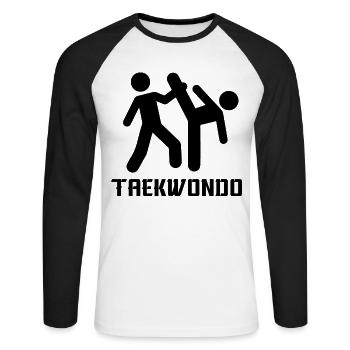 Taekwondo - Unisex Long Sleeve Baseball T-Shirt - white/black - Front - Nik (191cm)