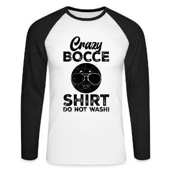 Crazy Bocce Shirt Do Not Wash - Funny Boccia Funny - T-shirt baseball manches longues Homme - blanc/noir - Devant - Nik (191cm)