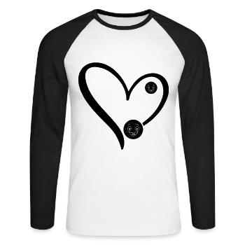 Joueur de boccia drôle Boules de pétanque drôles - T-shirt baseball manches longues Homme - blanc/noir - Devant - Nik (191cm)